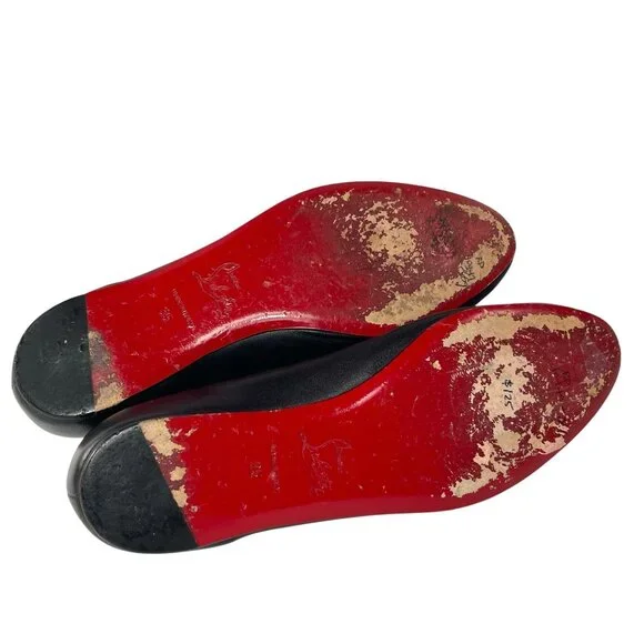 CHRISTIAN LOUBOUTIN Black Bow Leather Ballet Flats Womens 35 5 - Picture 11 of 13